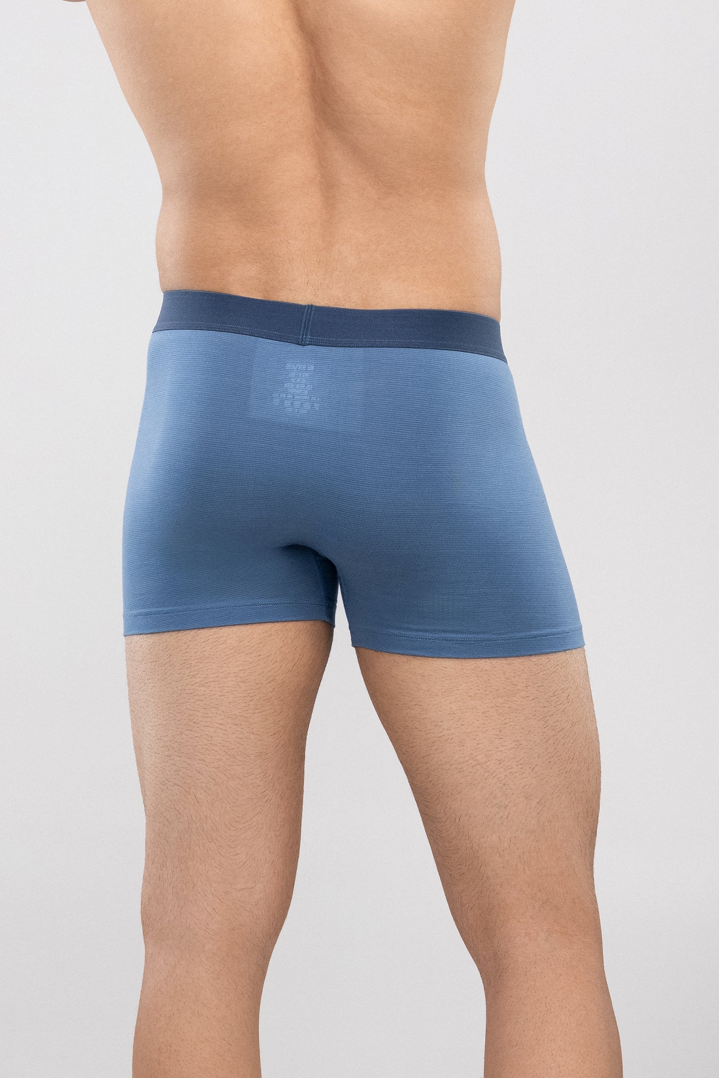 HIELABS Coolism Trunks in slate blue feature fine ribbed texture for breathability and everyday comfort.