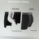 HIELABS Coolism Trunks showcasing patented pouch design with anti-roll waistband
