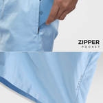 Light blue HIELABS boxers with a secure zipper pocket and a visible logo.